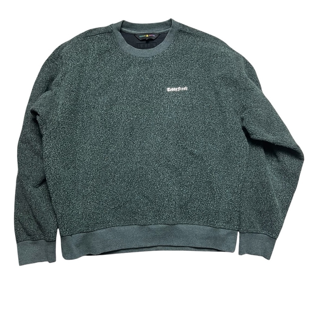 Teddy Fresh Textured Fleece Crewneck Pullover Metal Logo Size Medium